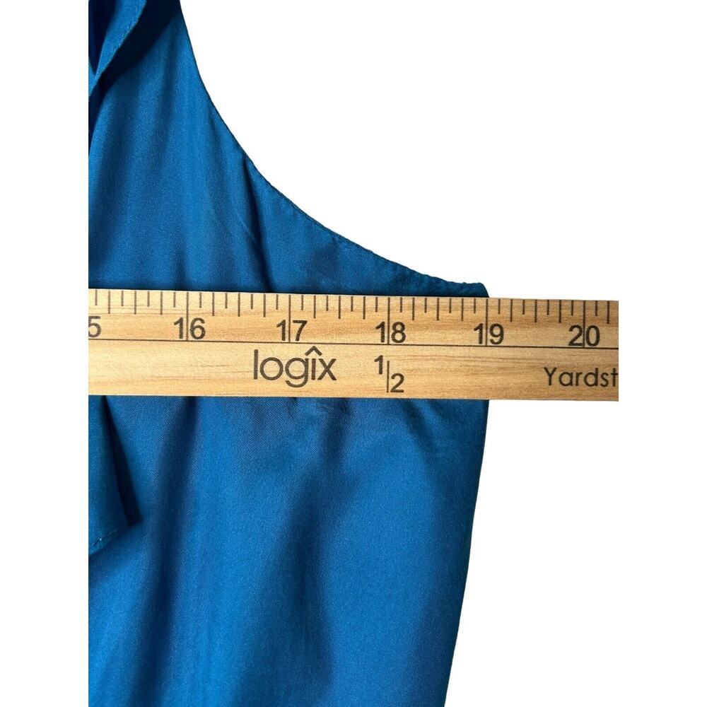 Ann Taylor Loft Dress Women Size 14 Blue Silk Sleeveless Ruffle Mini Fit N Flare - Picture 9 of 12